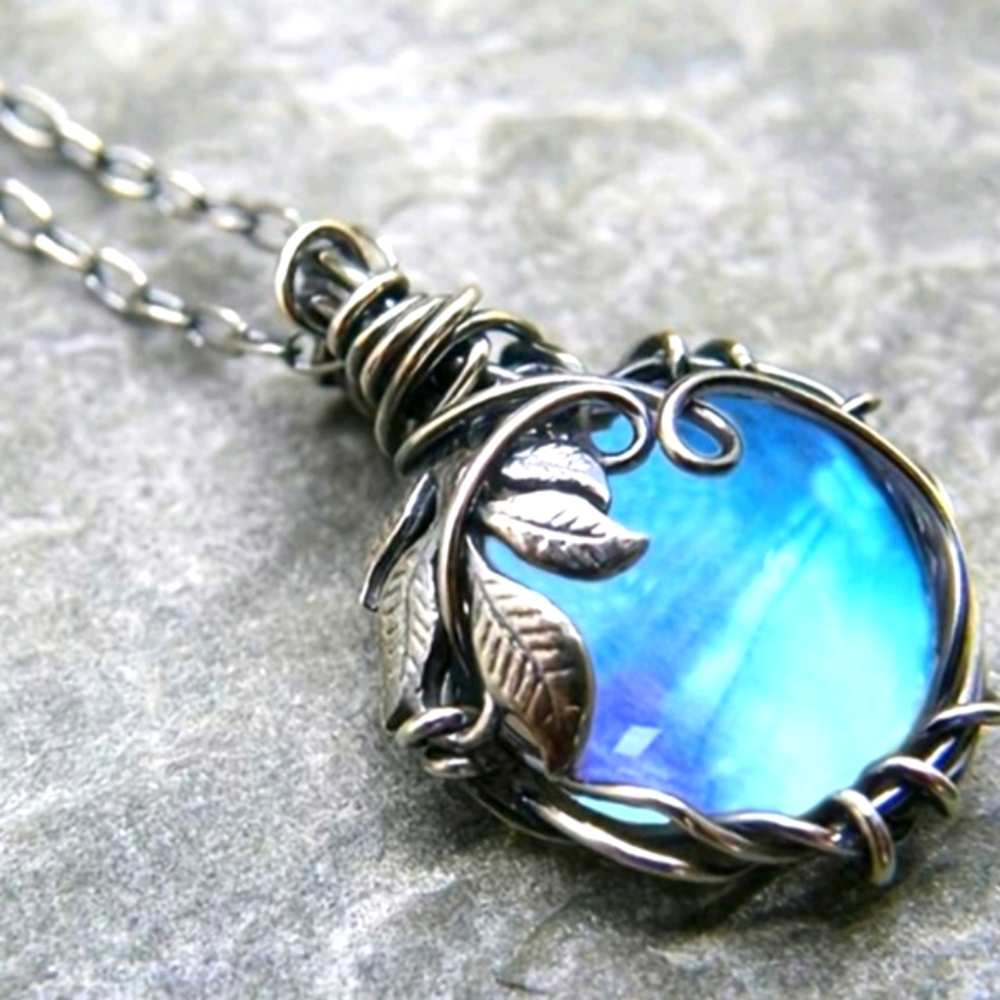 Mystical Fairy Blue Jeweled Necklace